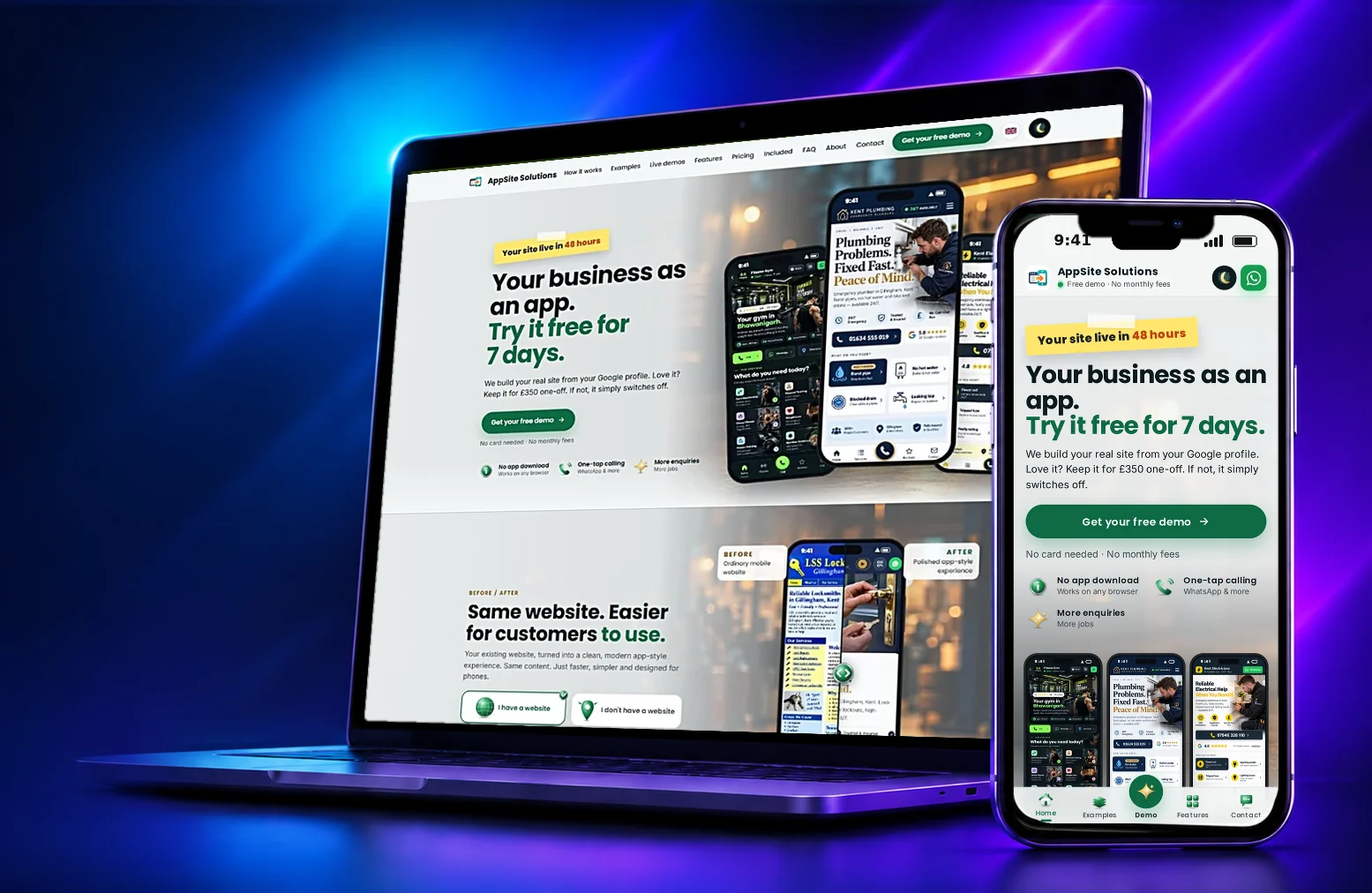 appsite.solutions on a laptop and a phone