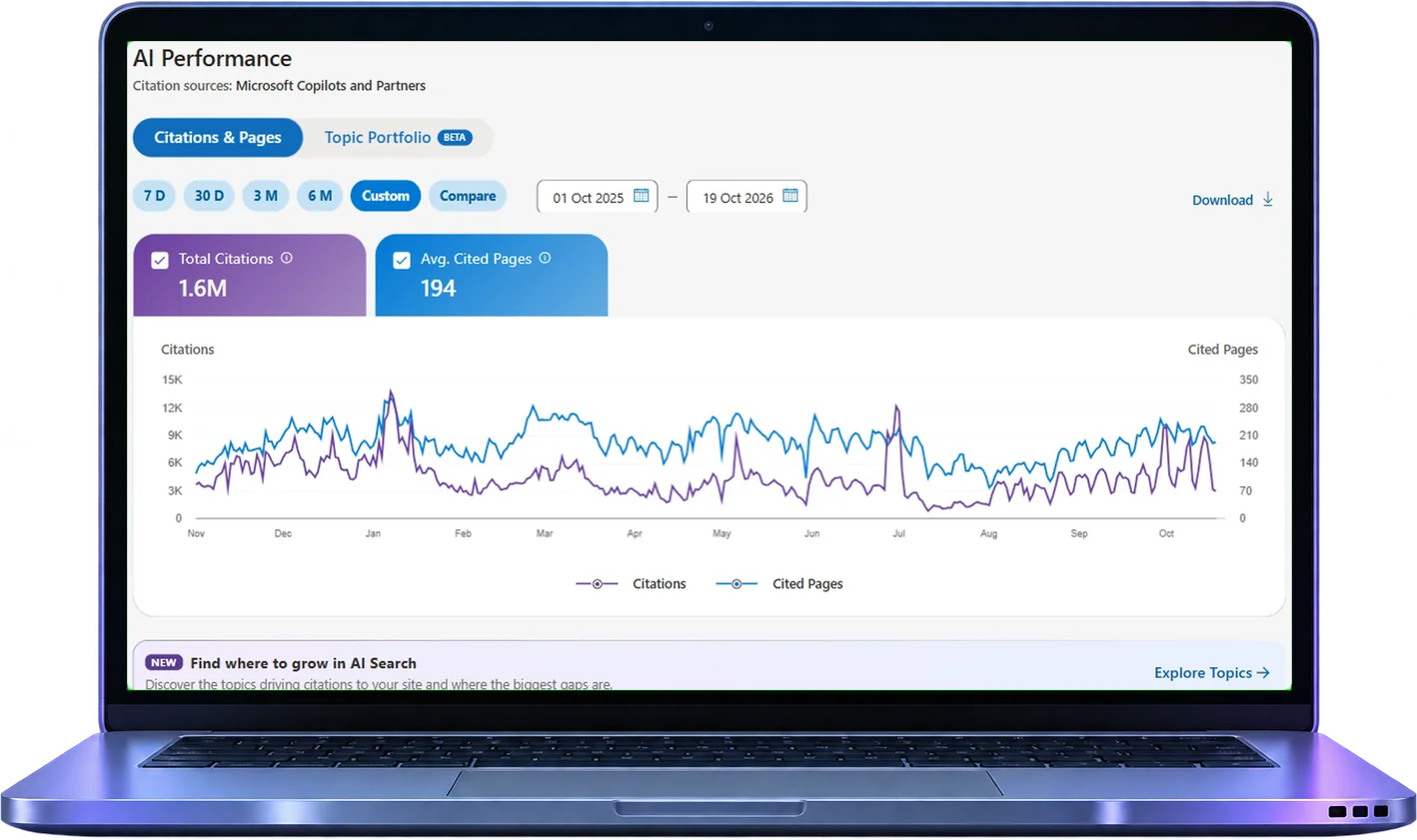 Bing Webmaster Tools AI Performance report